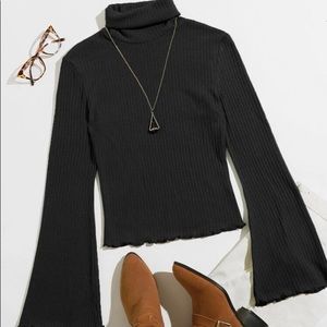 Turtle Neck Bell Sleeve Top